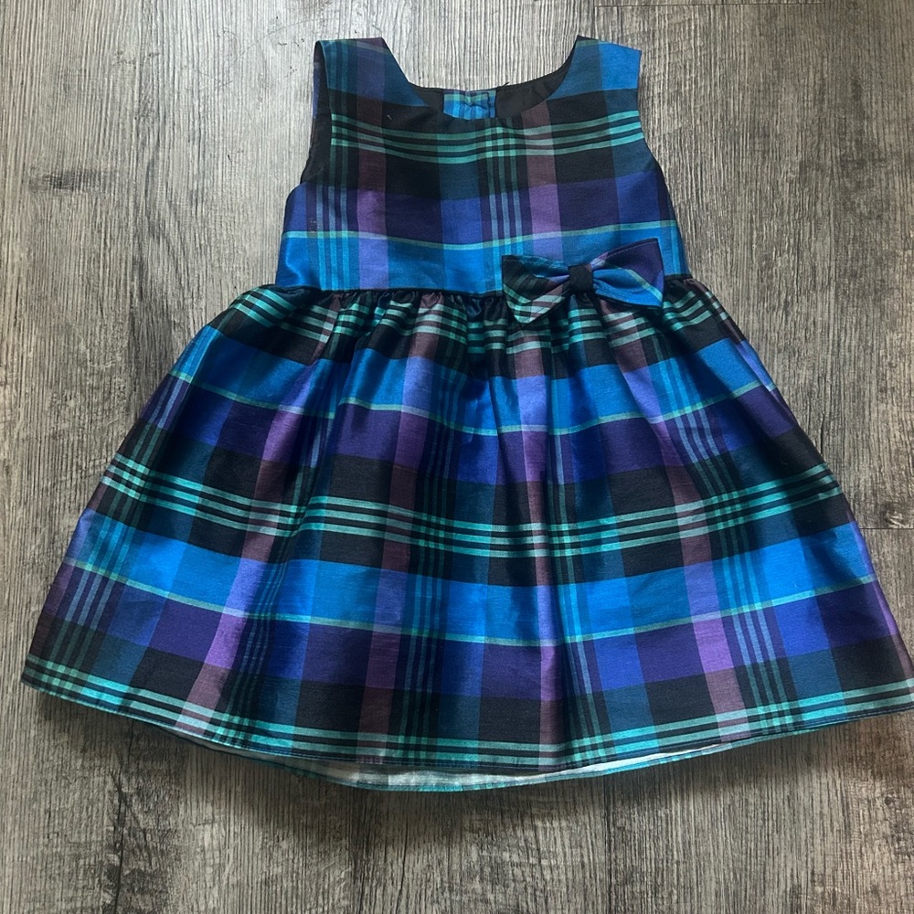 Reina plaid purple & blue casual toddler dress